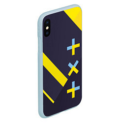 Чехол iPhone XS Max матовый TXT yellow geometry, цвет: 3D-голубой — фото 2