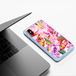Чехол iPhone XS Max матовый Цветочный рай, цвет: 3D-голубой — фото 2