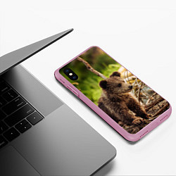 Чехол iPhone XS Max матовый Медвежонок красавец, цвет: 3D-розовый — фото 2