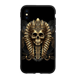 Чехол iPhone XS Max матовый Золотой череп фараона, цвет: 3D-черный