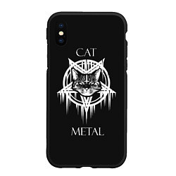 Чехол iPhone XS Max матовый Cat metal, цвет: 3D-черный