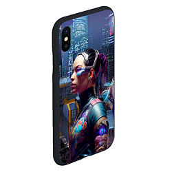 Чехол iPhone XS Max матовый Cyberpunk - brave girl - neural network, цвет: 3D-черный — фото 2