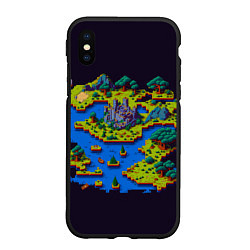 Чехол iPhone XS Max матовый Пиксельный остров и замок, цвет: 3D-черный