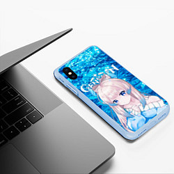 Чехол iPhone XS Max матовый Кокоми на фоне воды, цвет: 3D-голубой — фото 2