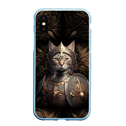 Чехол iPhone XS Max матовый Кот в доспехах, цвет: 3D-голубой