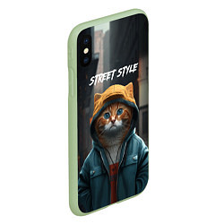 Чехол iPhone XS Max матовый Street cat, цвет: 3D-салатовый — фото 2