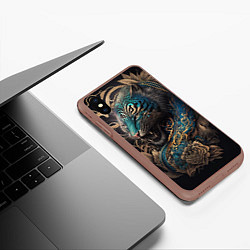 Чехол iPhone XS Max матовый Тигр Irezumi, цвет: 3D-коричневый — фото 2