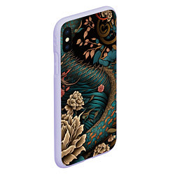 Чехол iPhone XS Max матовый Японский змей Irezumi, цвет: 3D-светло-сиреневый — фото 2