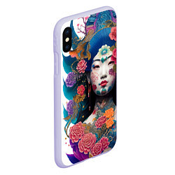 Чехол iPhone XS Max матовый Japan style - tattoo - art, цвет: 3D-светло-сиреневый — фото 2