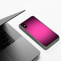 Чехол iPhone XS Max матовый Кислотный розовый с градиентом, цвет: 3D-темно-зеленый — фото 2