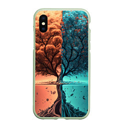 Чехол iPhone XS Max матовый Таинственное дерево в озере, цвет: 3D-салатовый