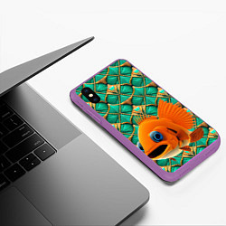 Чехол iPhone XS Max матовый Сказочная золотая рыбка, цвет: 3D-фиолетовый — фото 2