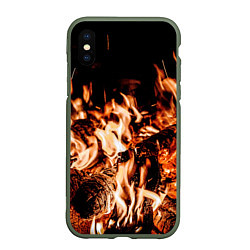 Чехол iPhone XS Max матовый Огонь-пламя, цвет: 3D-темно-зеленый