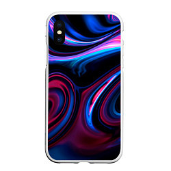 Чехол iPhone XS Max матовый Разводы красок и бензина неоновый, цвет: 3D-белый