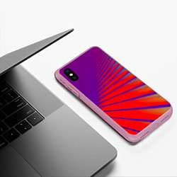 Чехол iPhone XS Max матовый Неоновые полосы абстракция, цвет: 3D-розовый — фото 2