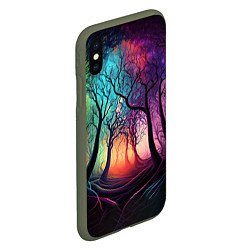 Чехол iPhone XS Max матовый Разноцветный неоновый лес, цвет: 3D-темно-зеленый — фото 2