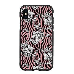 Чехол iPhone XS Max матовый Floral pattern - vanguard, цвет: 3D-черный