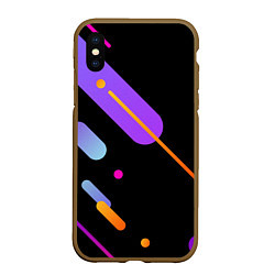 Чехол iPhone XS Max матовый Геометрические фигуры линии, цвет: 3D-коричневый