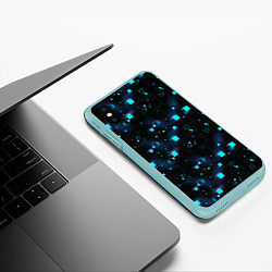 Чехол iPhone XS Max матовый Светящиеся неоновые квадраты, цвет: 3D-мятный — фото 2