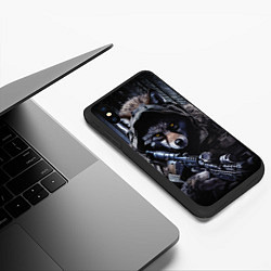 Чехол iPhone XS Max матовый Волк воин в лесу, цвет: 3D-черный — фото 2