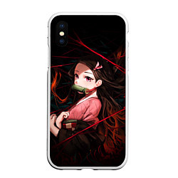 Чехол iPhone XS Max матовый Nezuko Demon Slayer art, цвет: 3D-белый