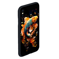 Чехол iPhone XS Max матовый Золотая рыбка с изумрудной чешуей, цвет: 3D-черный — фото 2