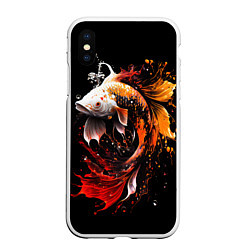 Чехол iPhone XS Max матовый Золотая рыбка белый дракон, цвет: 3D-белый