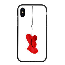 Чехол iPhone XS Max матовый Сердца валентинки, цвет: 3D-черный