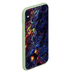 Чехол iPhone XS Max матовый Размытые космические краски, цвет: 3D-салатовый — фото 2