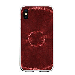 Чехол iPhone XS Max матовый Красный круг тай-дай, цвет: 3D-белый