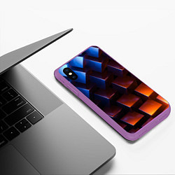 Чехол iPhone XS Max матовый Геометрия с градиентом, цвет: 3D-фиолетовый — фото 2
