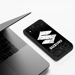 Чехол iPhone XS Max матовый Suzuki с потертостями на темном фоне, цвет: 3D-черный — фото 2