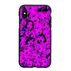 Чехол iPhone XS Max матовый Ahegao: Фиолетовый, цвет: 3D-черный