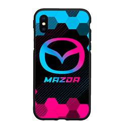 Чехол iPhone XS Max матовый Mazda - neon gradient, цвет: 3D-черный