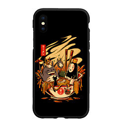 Чехол iPhone XS Max матовый Персонажи Хаяо Миядзаки, цвет: 3D-черный