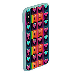Чехол iPhone XS Max матовый Cyber love, цвет: 3D-мятный — фото 2