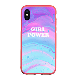 Чехол iPhone XS Max матовый Girl power fluid art, цвет: 3D-красный