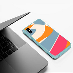 Чехол iPhone XS Max матовый Разноцветная абстракция в стиле модерн, цвет: 3D-мятный — фото 2