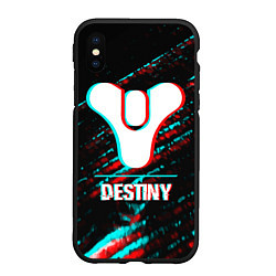 Чехол iPhone XS Max матовый Destiny в стиле glitch и баги графики на темном фо, цвет: 3D-черный