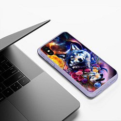 Чехол iPhone XS Max матовый Звездные волки, цвет: 3D-светло-сиреневый — фото 2