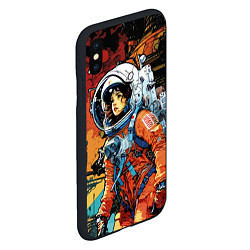 Чехол iPhone XS Max матовый Девушка космонавт в фантастическом городе, цвет: 3D-черный — фото 2
