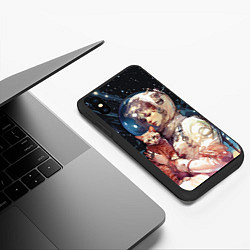 Чехол iPhone XS Max матовый Девушка космонавт с рыжим котом, цвет: 3D-черный — фото 2