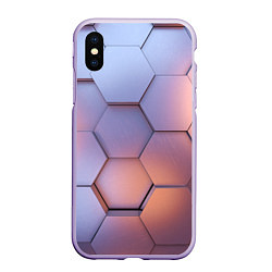 Чехол iPhone XS Max матовый Металлические шестиугольники, цвет: 3D-светло-сиреневый