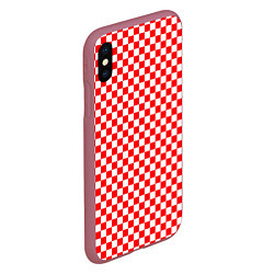 Чехол iPhone XS Max матовый Красные и белые квадраты, цвет: 3D-малиновый — фото 2