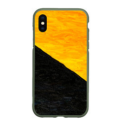 Чехол iPhone XS Max матовый Желто-черные масляные краски, цвет: 3D-темно-зеленый