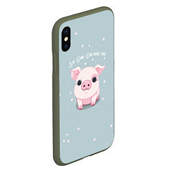 Чехол iPhone XS Max матовый Пухля - Say Oink one more time, цвет: 3D-темно-зеленый — фото 2