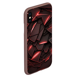 Чехол iPhone XS Max матовый Красные элементы с неоновым свечением, цвет: 3D-коричневый — фото 2