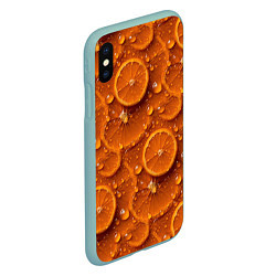 Чехол iPhone XS Max матовый Сочная текстура из долек апельсина, цвет: 3D-мятный — фото 2