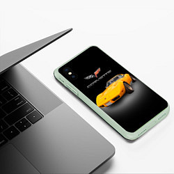 Чехол iPhone XS Max матовый Американский спорткар Chevrolet Corvette Stingray, цвет: 3D-салатовый — фото 2