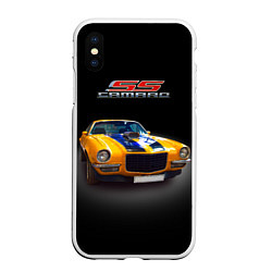 Чехол iPhone XS Max матовый Ретро маслкар Camaro SS 1970 года, цвет: 3D-белый